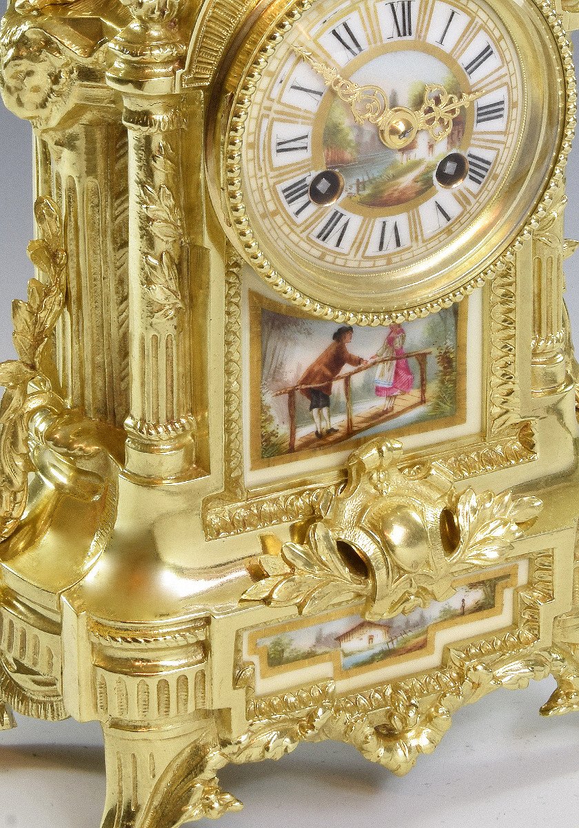 Clock Napoléon III In Bronze And Limoges Porcelain-photo-2