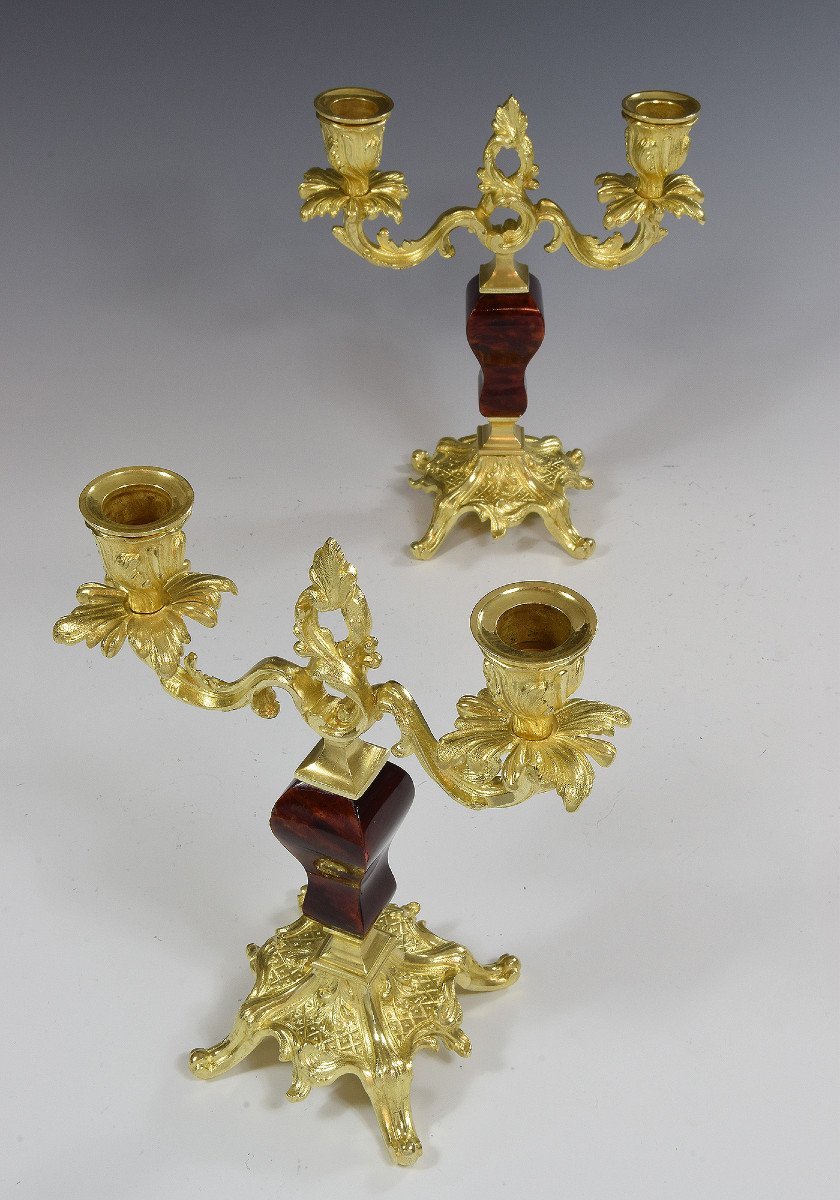 Chandeliers Louis XV Bronze Doré Et Ecaille De Tortue Napoléon III-photo-4