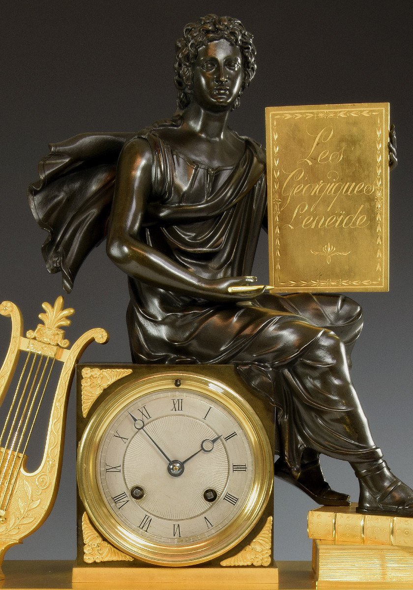 Pendule à l'éffigie Du Poète Virgile Horloger Cailly 1840-photo-4