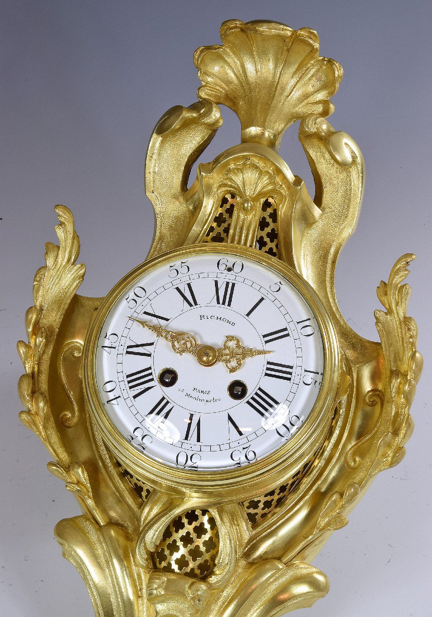 Clock Gilt Bronze Louis XV Richond-photo-4
