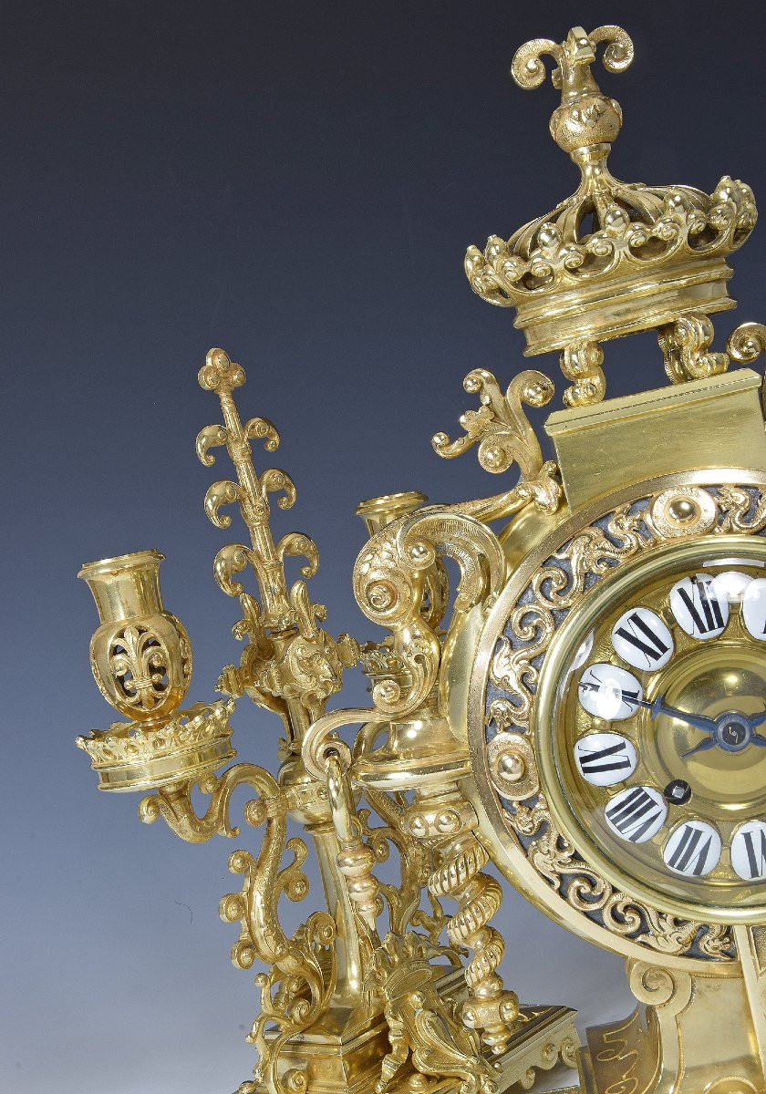 Lefebvre Regence Fish Clock And Candlesticks 1880-photo-3