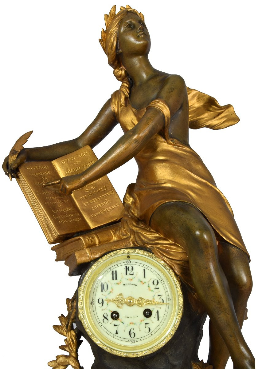 Great Clock 71cm "history" Sculptor P.serres 20th Century-photo-2