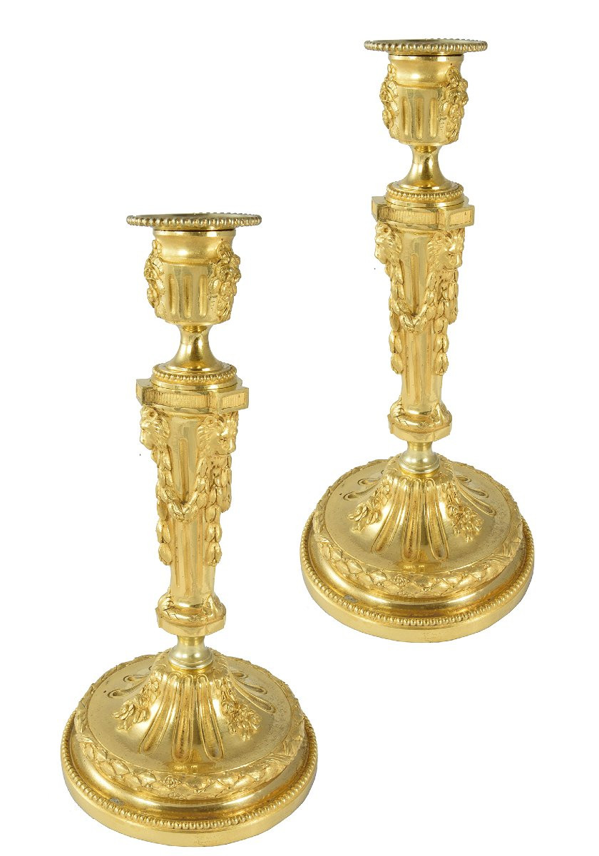 Bougeoirs aux lions Napoléon III 1860-photo-2