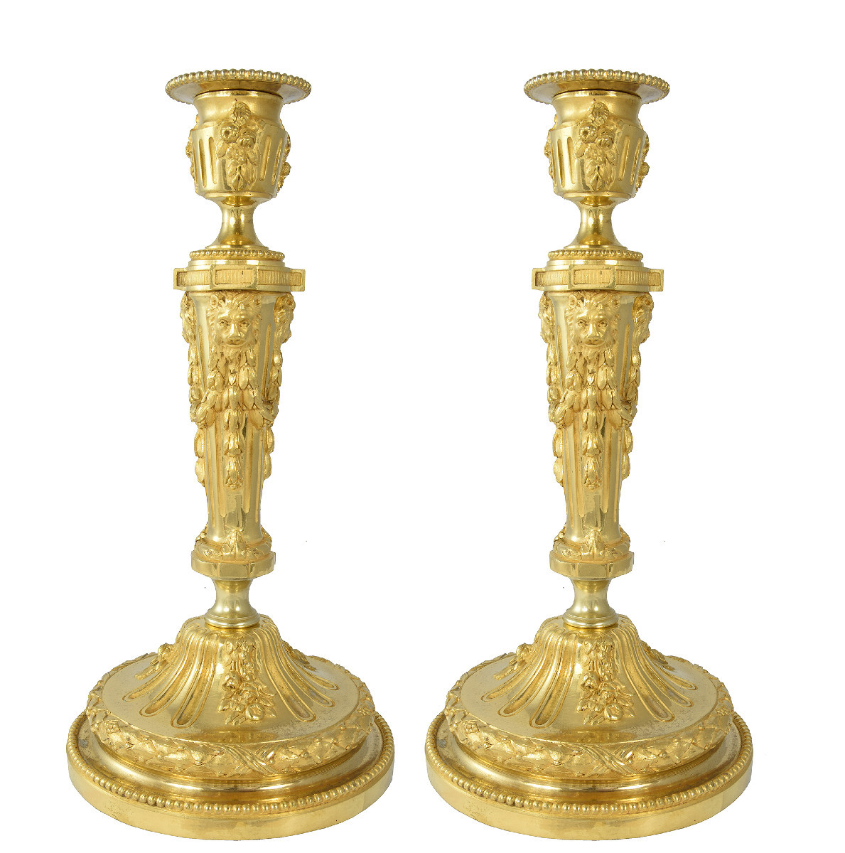 Bougeoirs aux lions Napoléon III 1860
