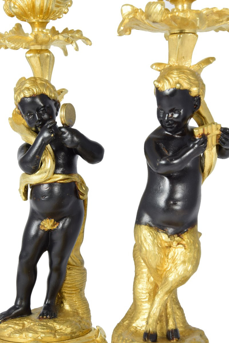 Pair Of Candle Nymph And Faun Napoléon III 1860-photo-4