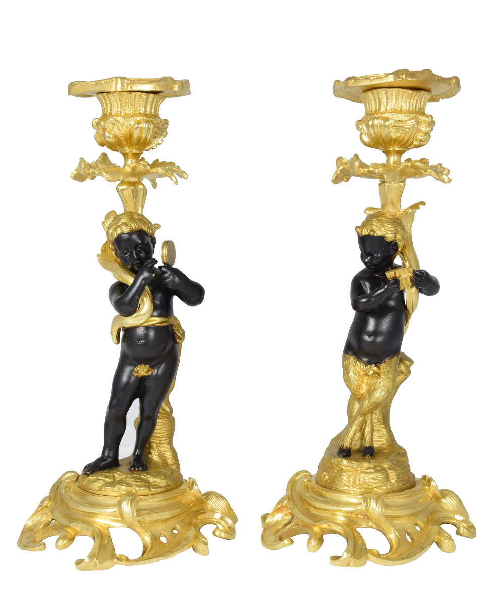 Pair Of Candle Nymph And Faun Napoléon III 1860