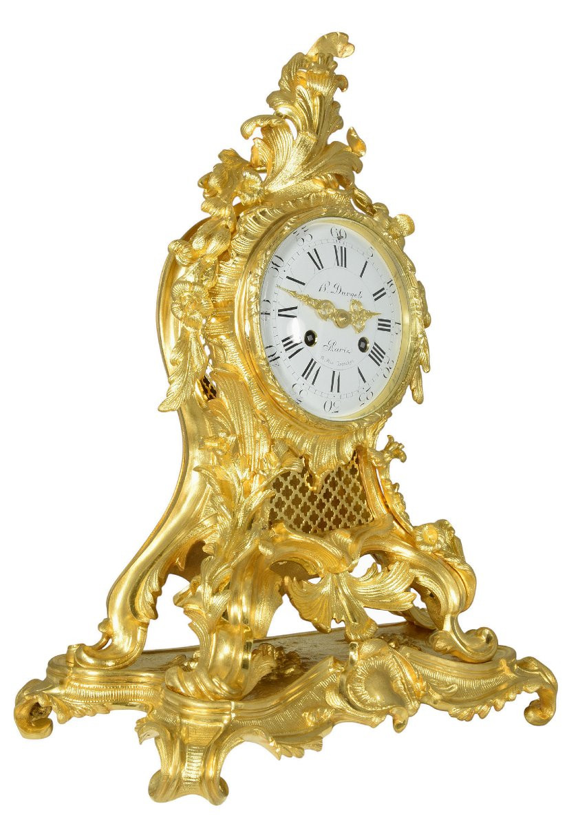 Clock Stil Louis XV In Gilded Bronze Watchmaker:  Vincenti 1855 -photo-3
