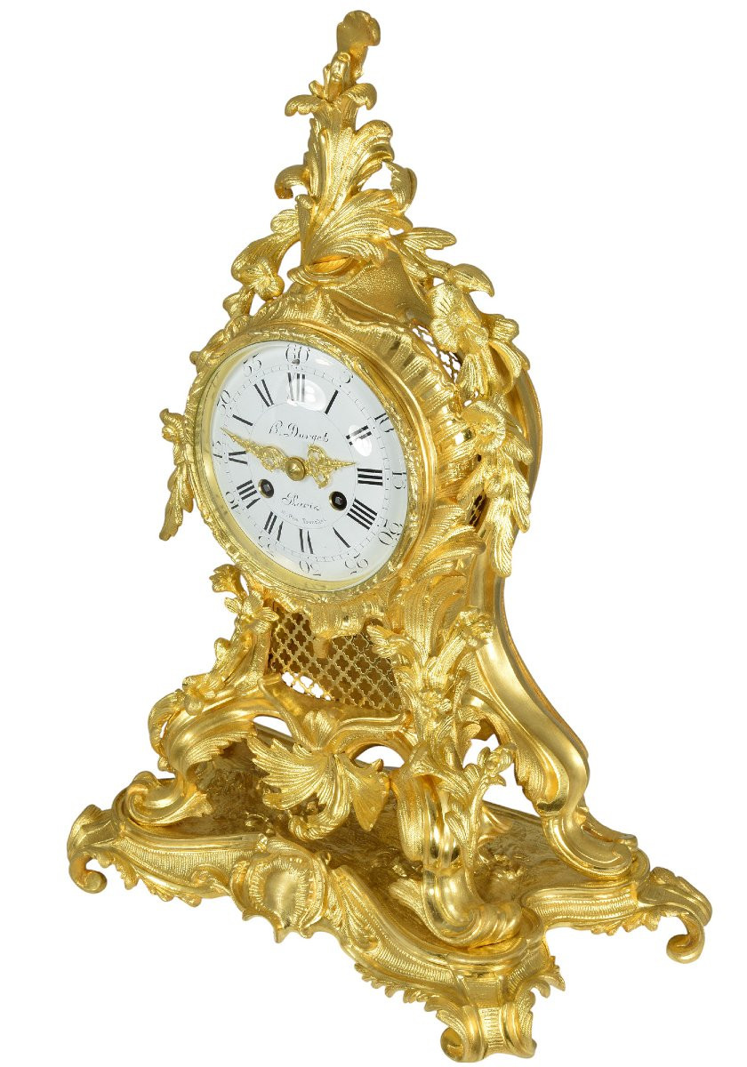 Clock Stil Louis XV In Gilded Bronze Watchmaker:  Vincenti 1855 -photo-4