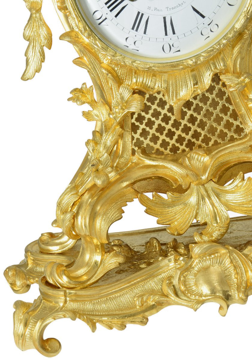 Clock Stil Louis XV In Gilded Bronze Watchmaker:  Vincenti 1855 -photo-1