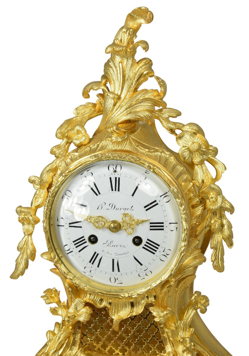 Clock Stil Louis XV In Gilded Bronze Watchmaker:  Vincenti 1855 -photo-3