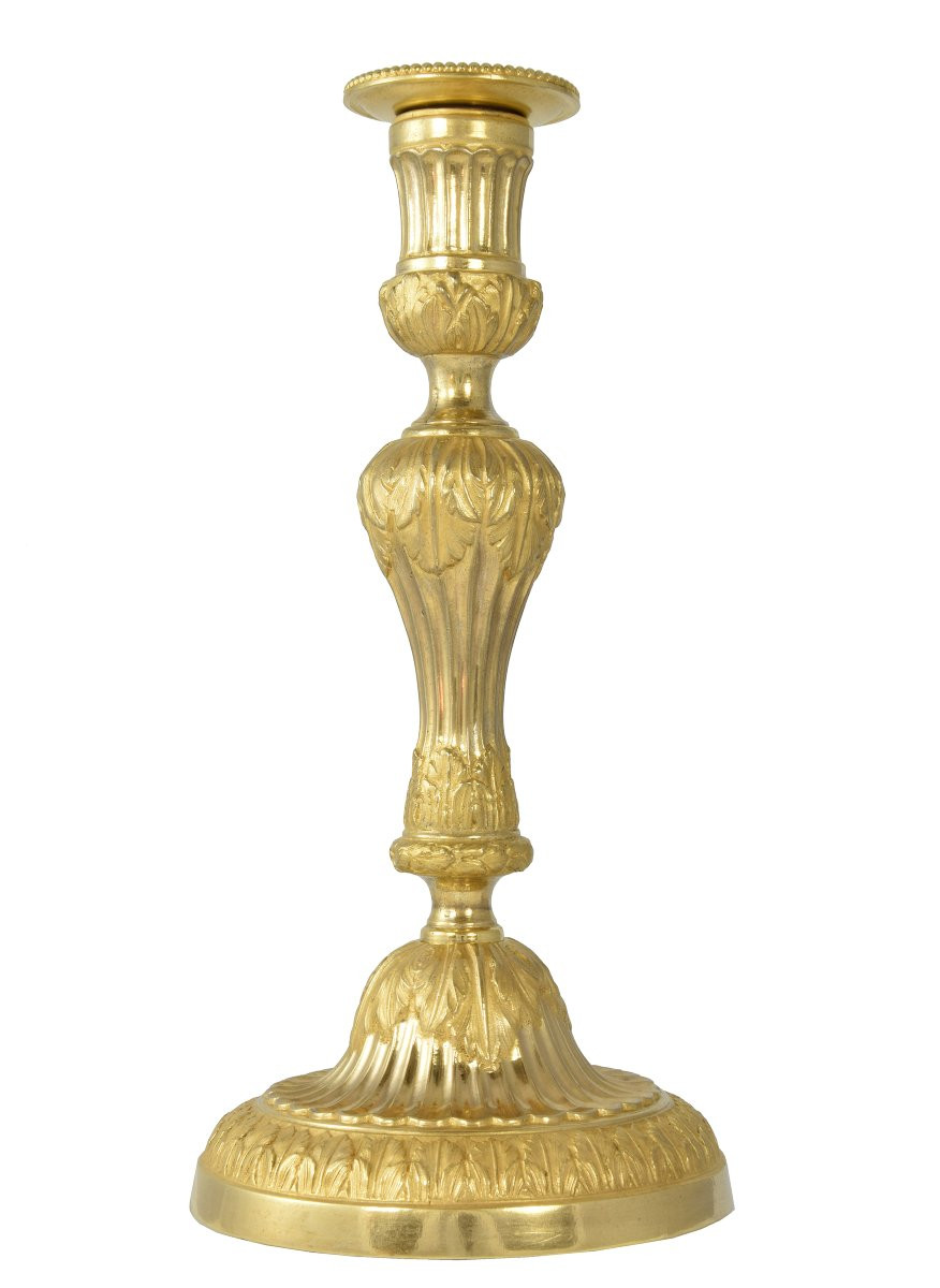 Grande paire de bougeoirs en bronze XIXème-photo-2