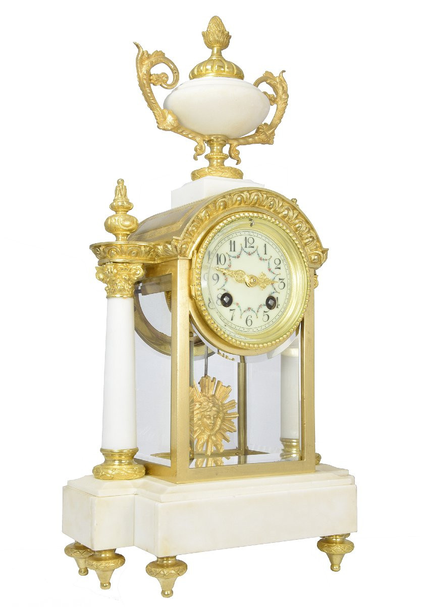 Clock Glass Bronze And Marble Watchmaker : Marti-photo-4