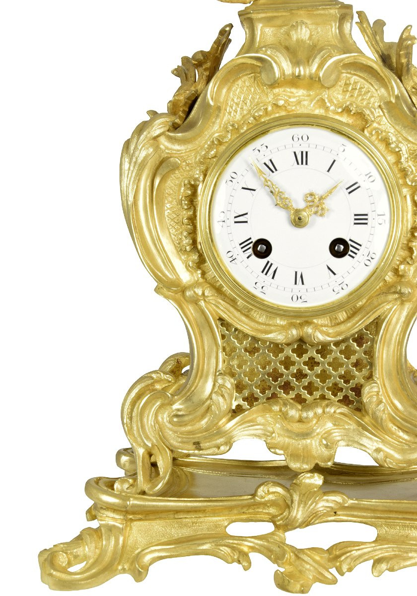 Clock Gilded Bronze Cherub Louis XV Style-photo-2