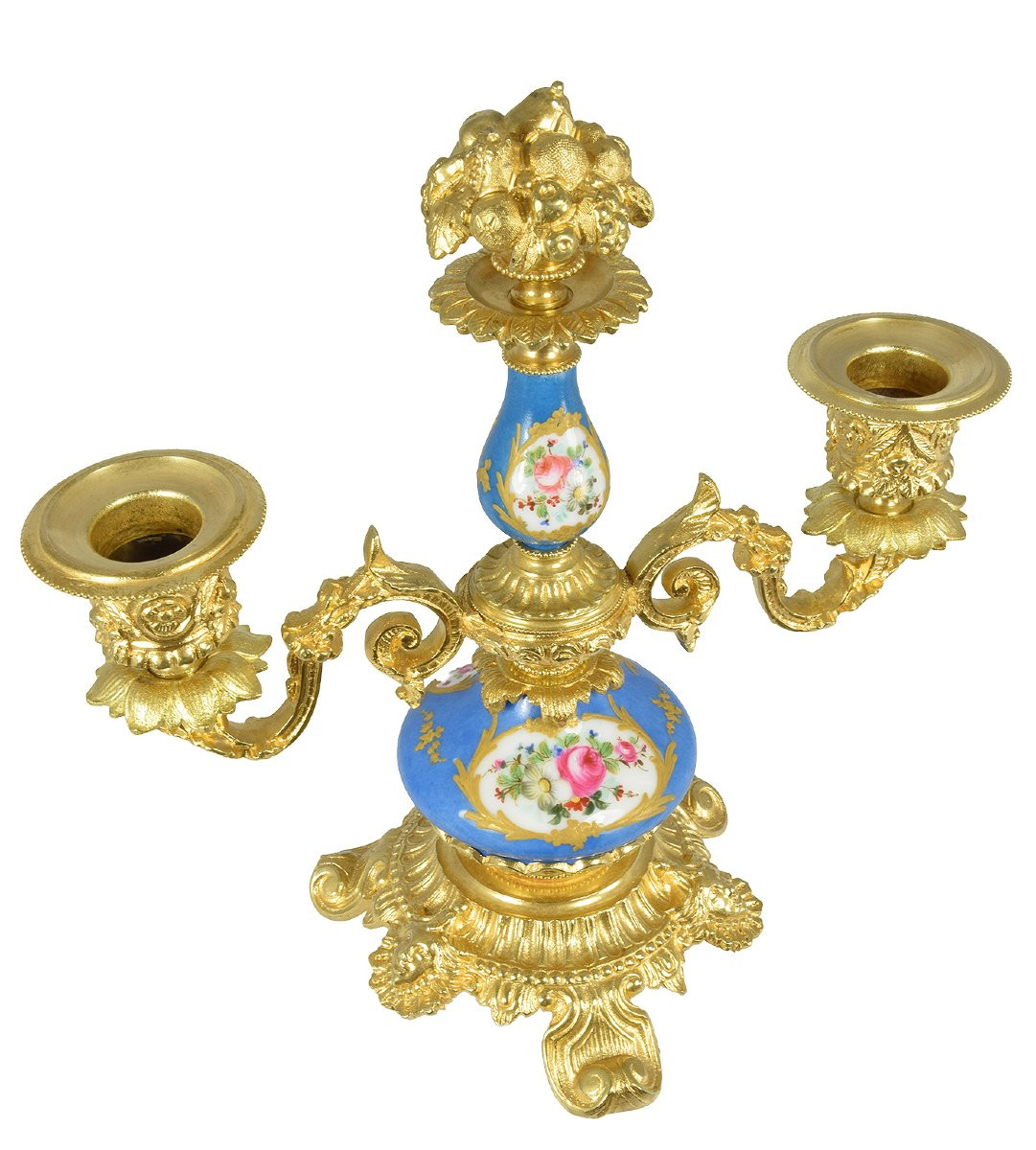 Pair Of Candlesticks Gilded Bronze And Paris Porcelain-photo-2