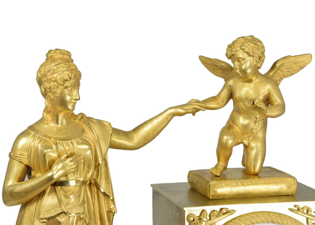 Pendule "Union de l'Amour" Epoque Empire-photo-3