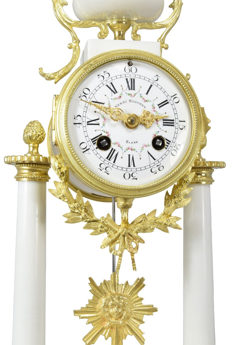 Clock Portico In Carrara Marble And Gilded Bronze Napoléon III-photo-3