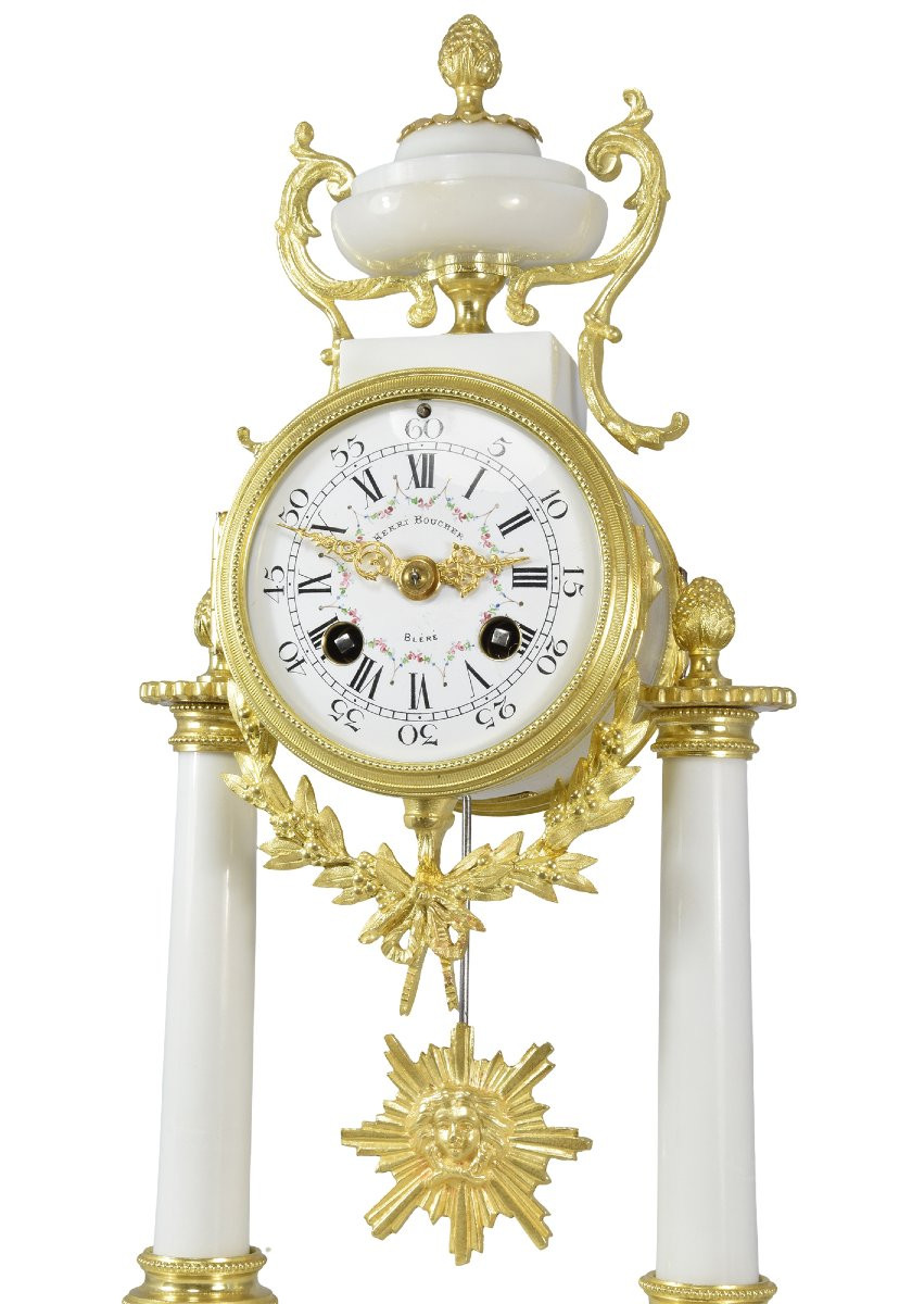 Clock Portico In Carrara Marble And Gilded Bronze Napoléon III-photo-5