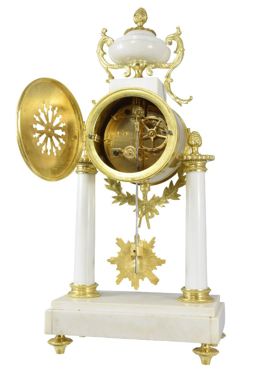 Clock Portico In Carrara Marble And Gilded Bronze Napoléon III-photo-6