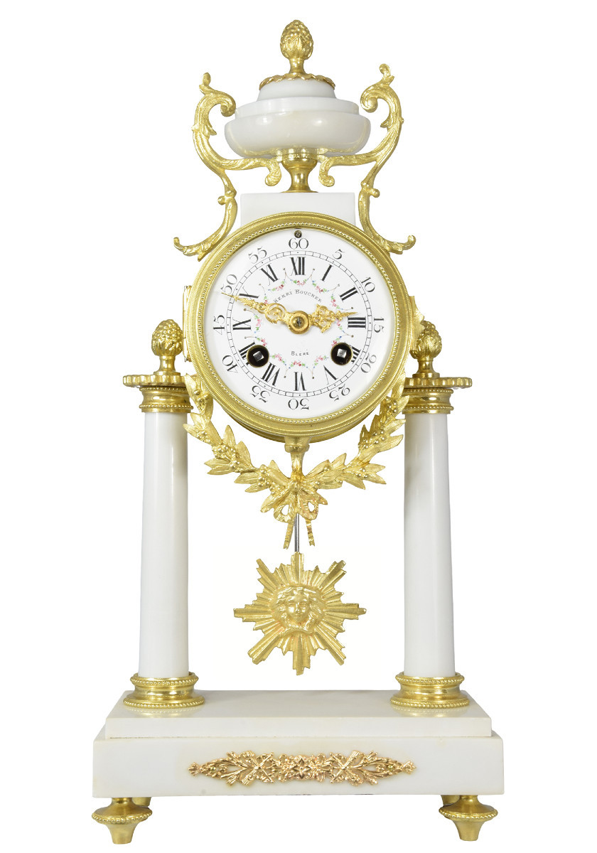 Clock Portico In Carrara Marble And Gilded Bronze Napoléon III