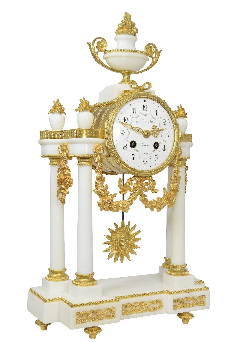 Clock Portico Carrara Marble Watchmaker : Camelin-photo-2