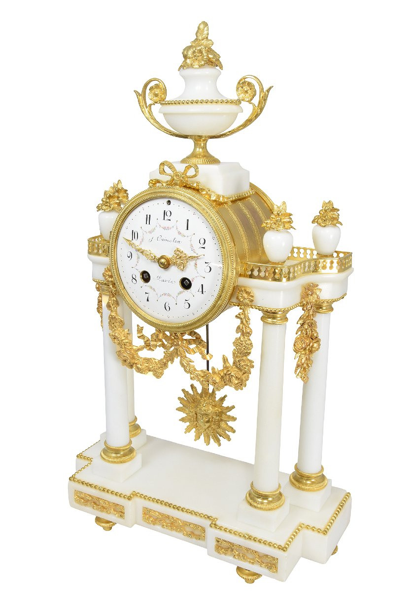 Clock Portico Carrara Marble Watchmaker : Camelin-photo-3