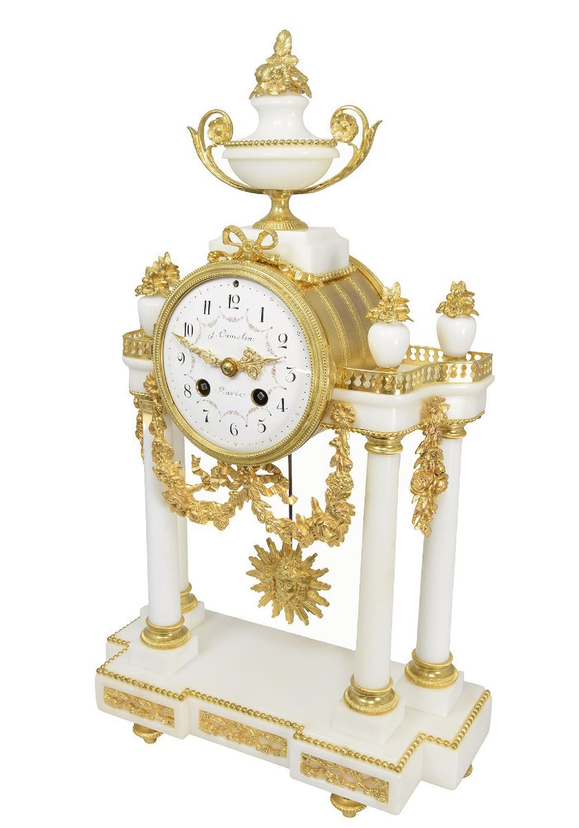 Clock Portico Carrara Marble Watchmaker : Camelin-photo-3