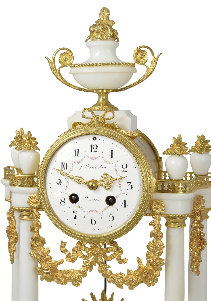 Clock Portico Carrara Marble Watchmaker : Camelin-photo-1