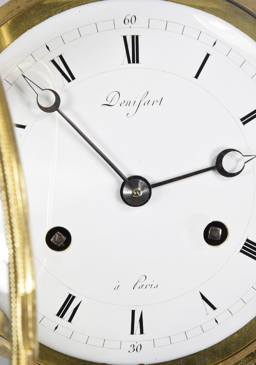 Pendule cage vitré en acajou horloger : BENISART-photo-1