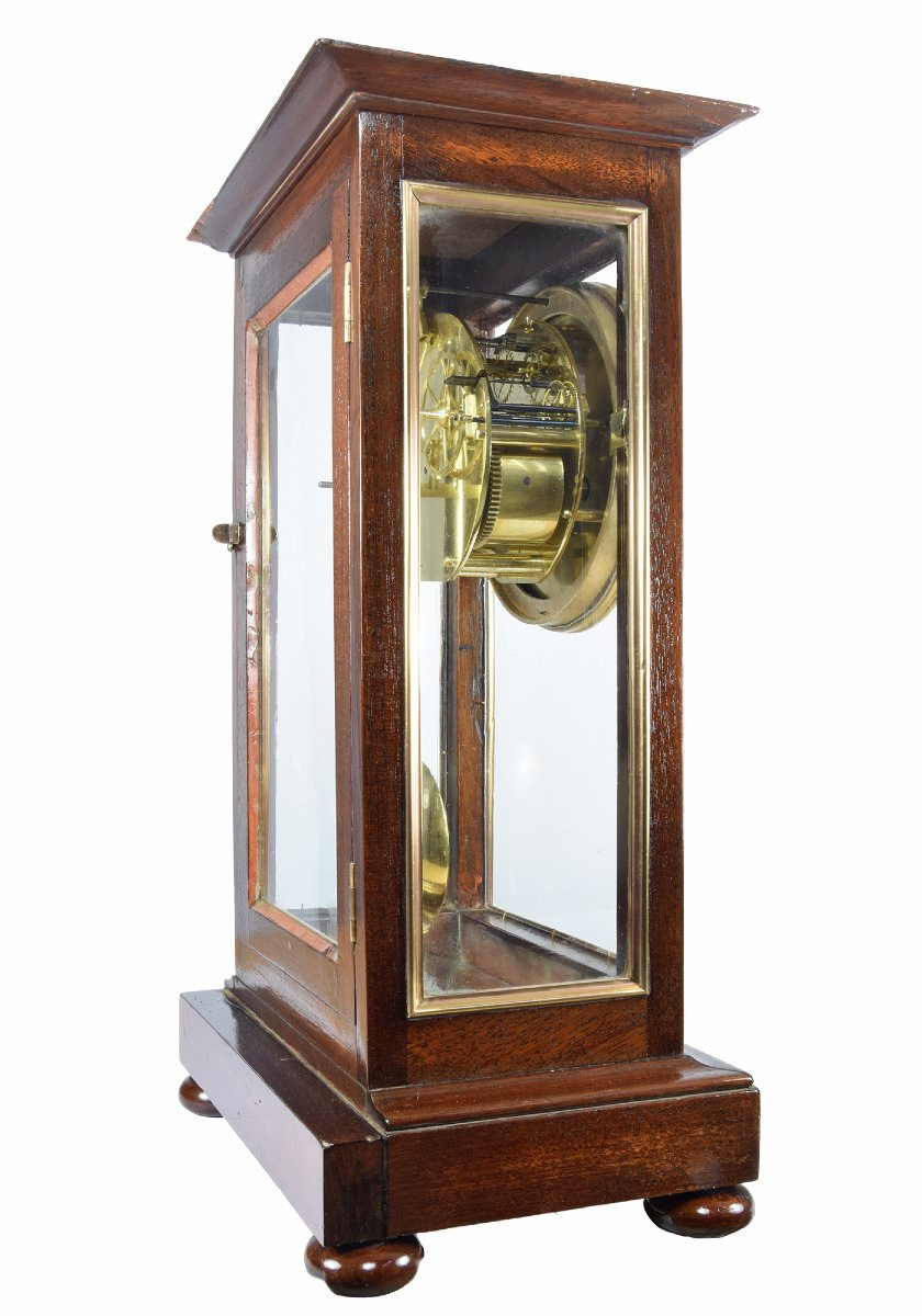 Pendule cage vitré en acajou horloger : BENISART-photo-3