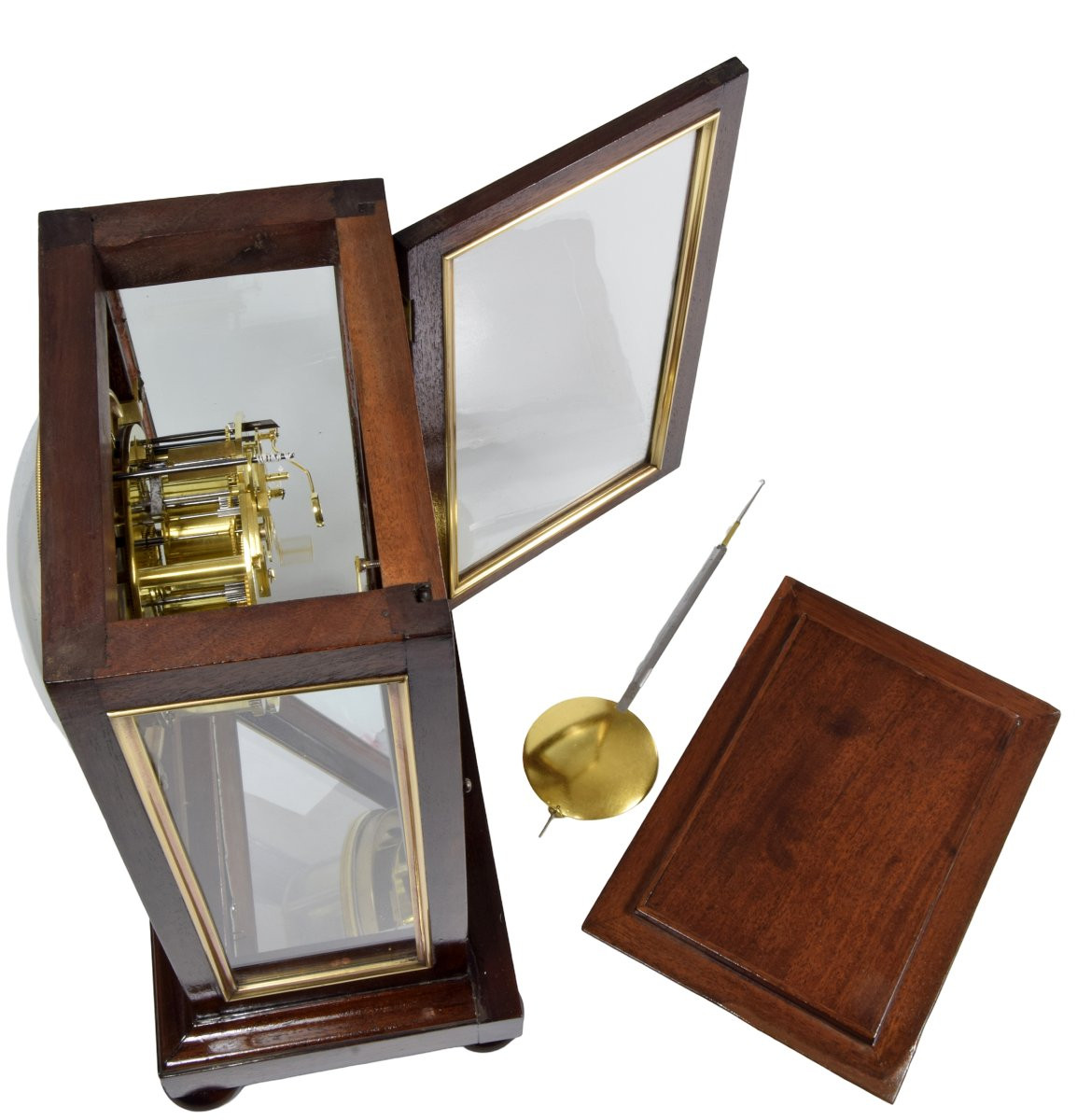 Pendule cage vitré en acajou horloger : BENISART-photo-6