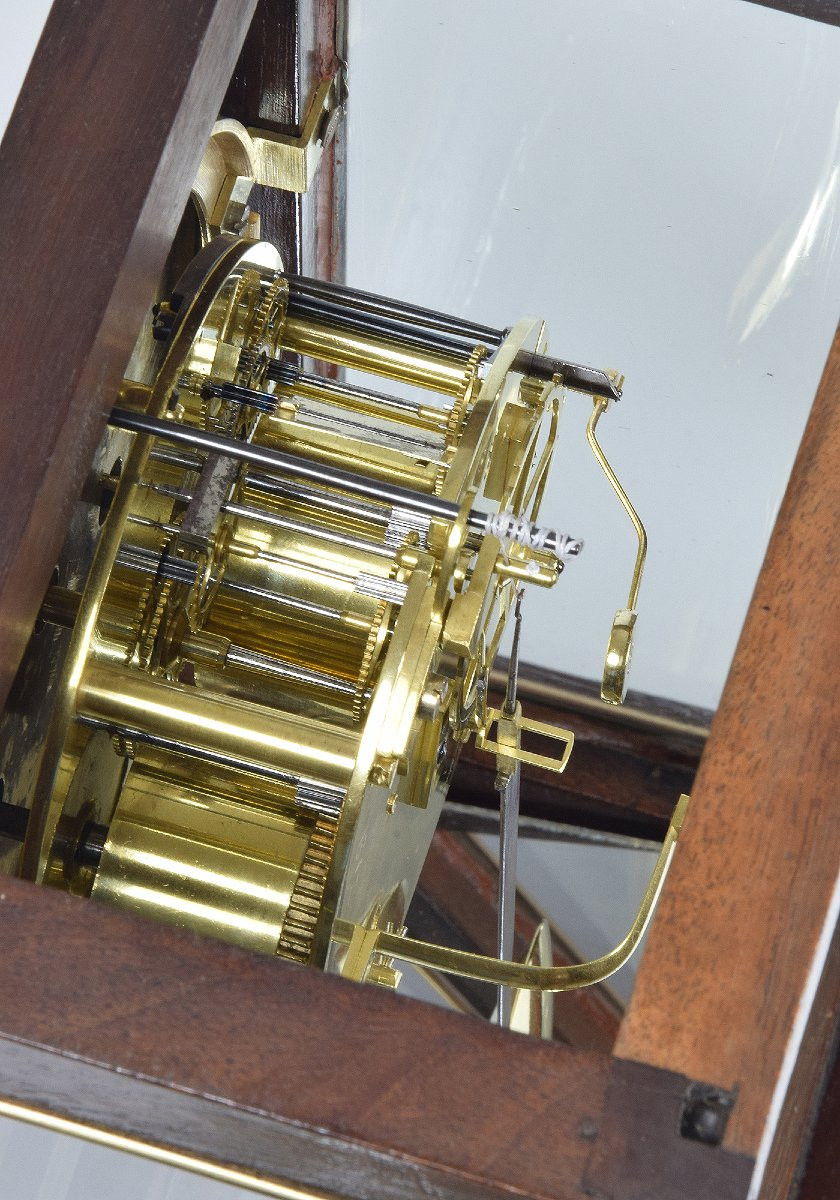 Pendule cage vitré en acajou horloger : BENISART-photo-7