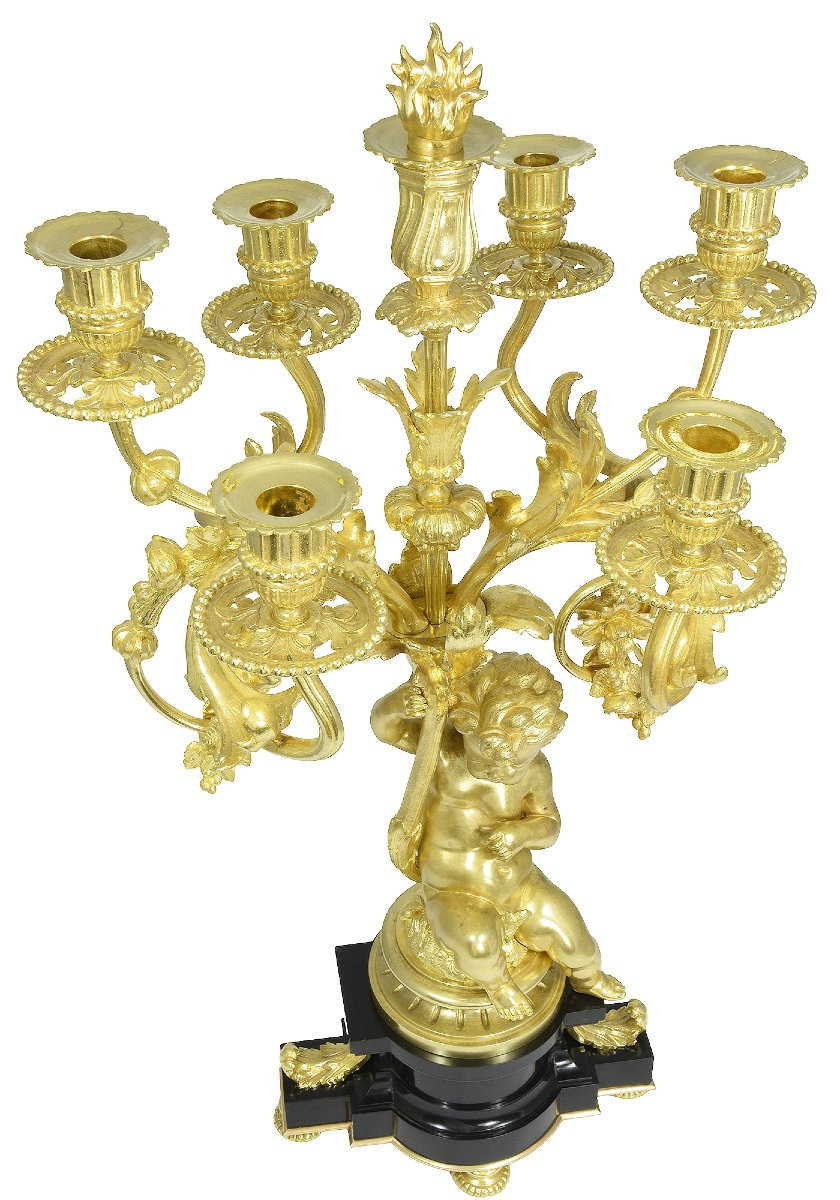 Xl Candelabra Gilt Bronze Napoléon III-photo-5