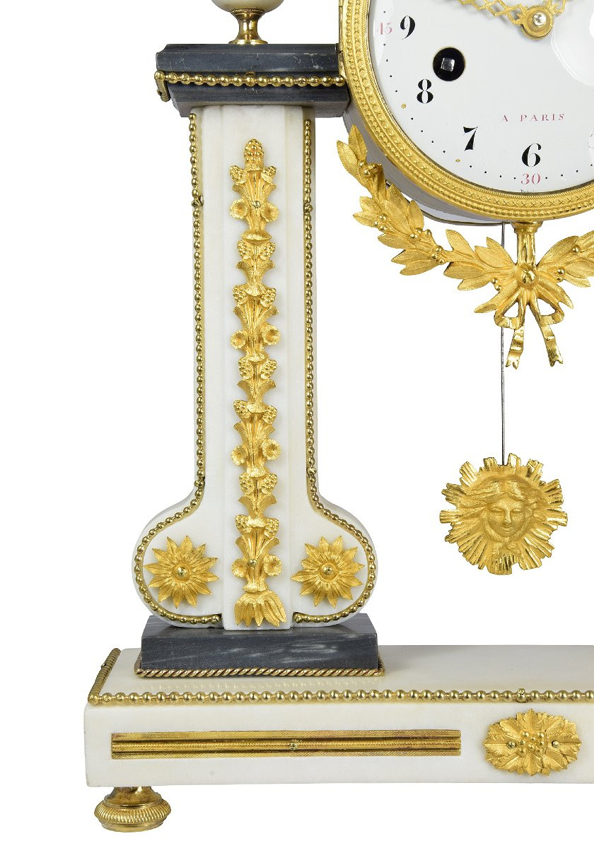 Clock Portico Marble Enameller Dubuisson-photo-2
