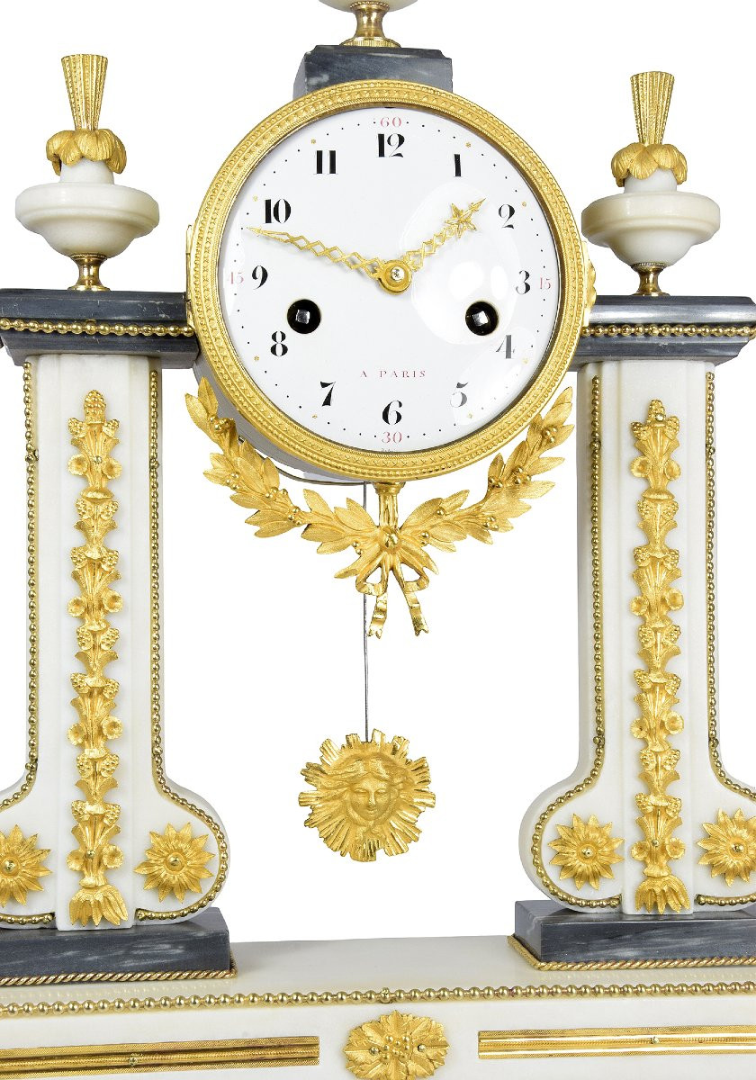 Clock Portico Marble Enameller Dubuisson-photo-3