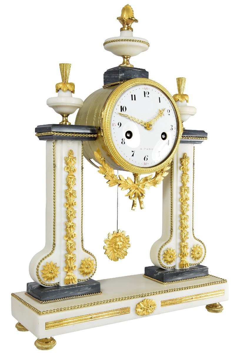 Clock Portico Marble Enameller Dubuisson-photo-5