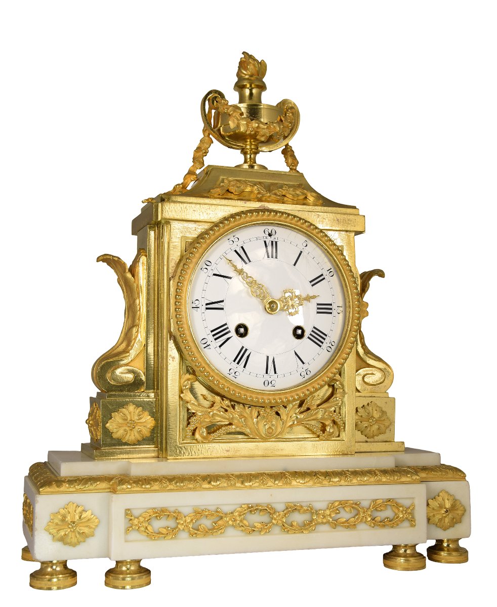 Pendule Néoclassique marbre et bronze doré Napoléon III-photo-2