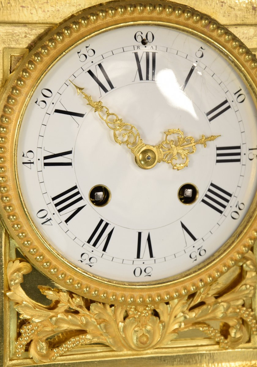 Pendule Néoclassique marbre et bronze doré Napoléon III-photo-3