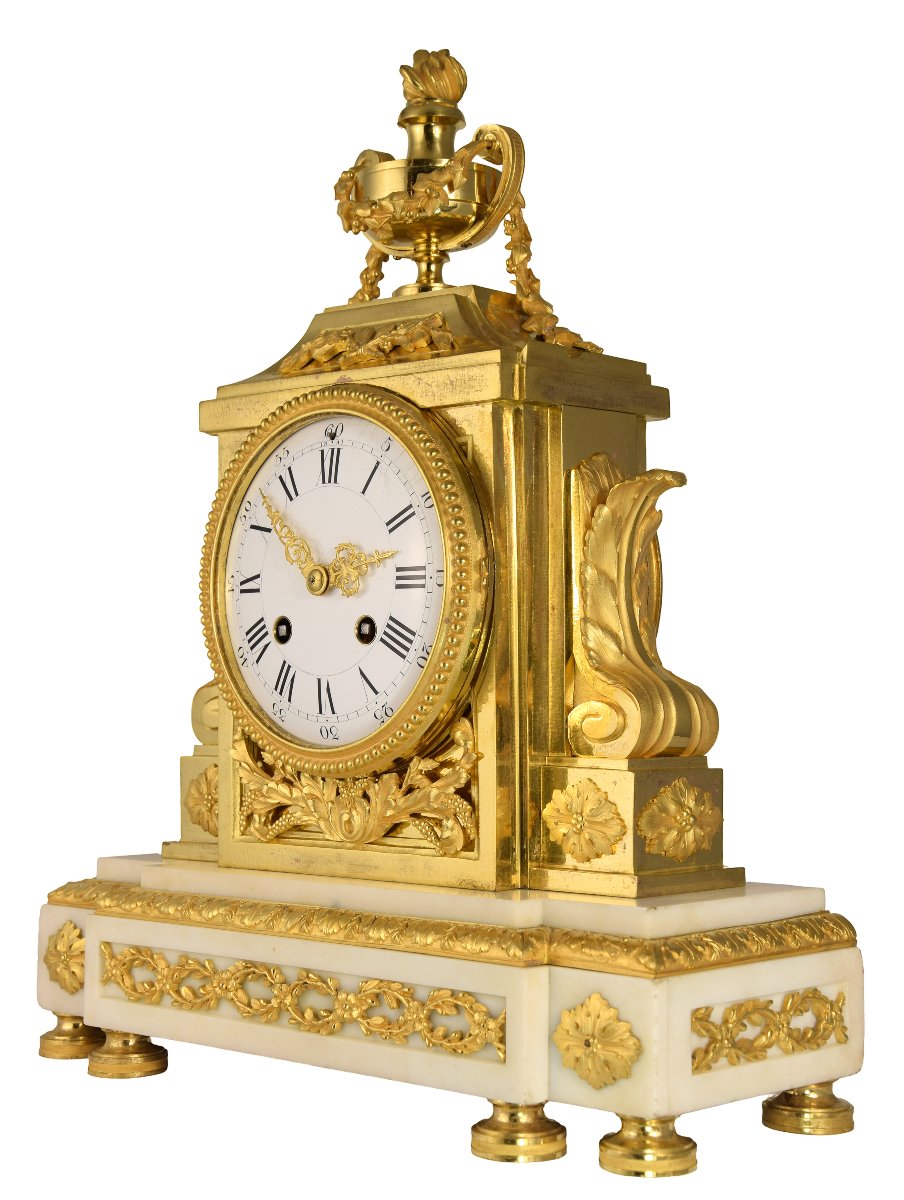 Pendule Néoclassique marbre et bronze doré Napoléon III-photo-4