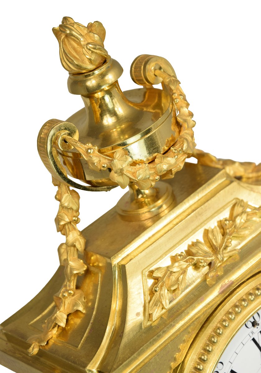 Pendule Néoclassique marbre et bronze doré Napoléon III-photo-5