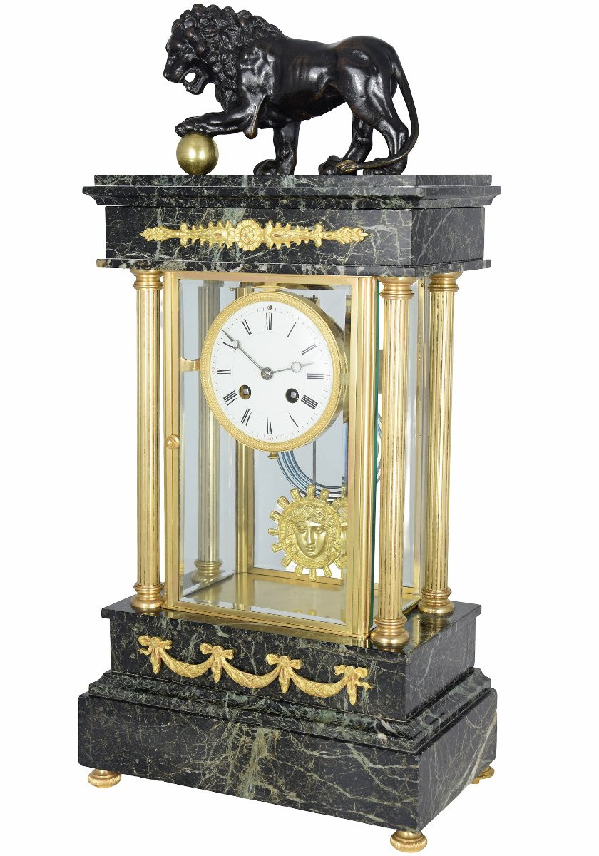 Pendule "Un lion puissant" de style Empire XIXème-photo-2