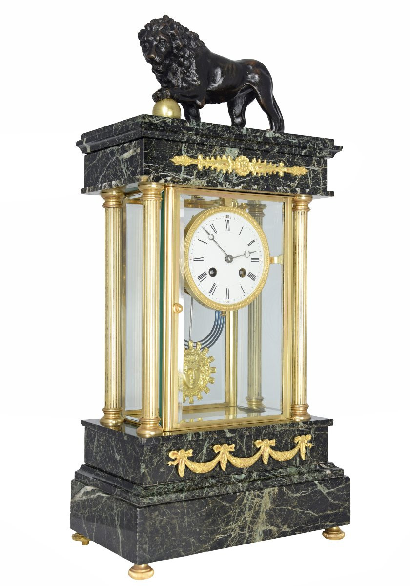 Pendule "Un lion puissant" de style Empire XIXème-photo-4