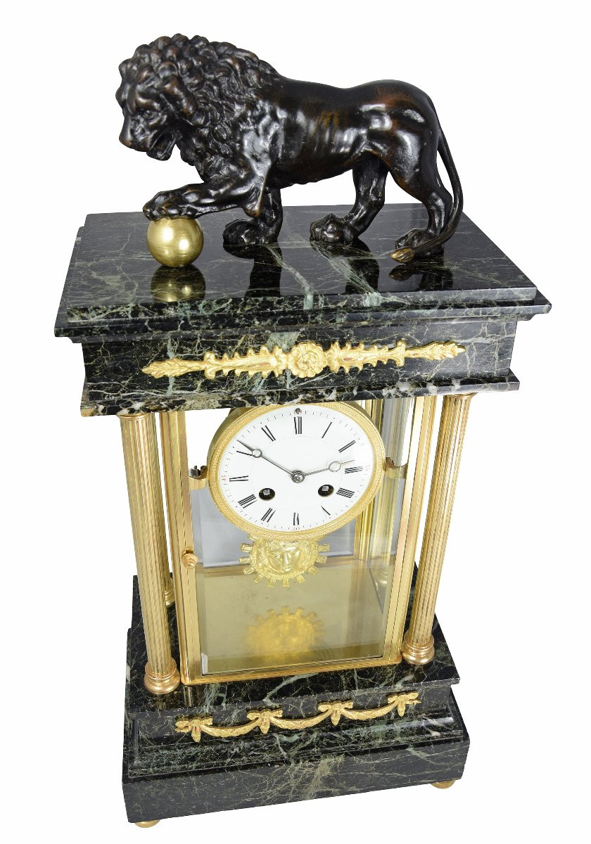 Pendule "Un lion puissant" de style Empire XIXème-photo-7
