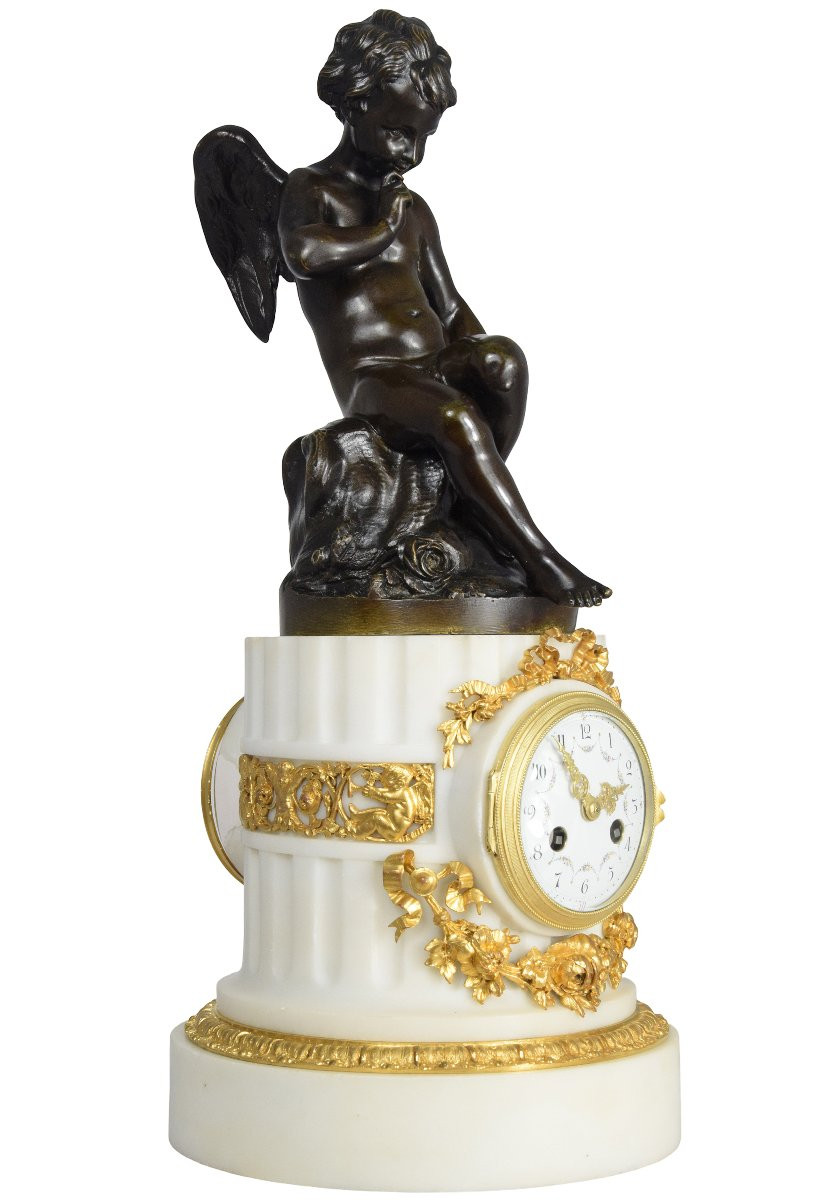 Clock "threatening Love" Louis XVI XIXème-photo-4