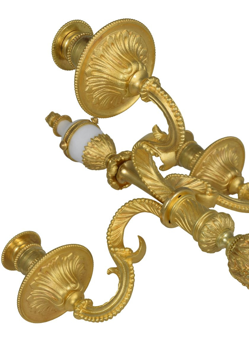 Pair Of Candlesticks 19th Century Empire Style-photo-3