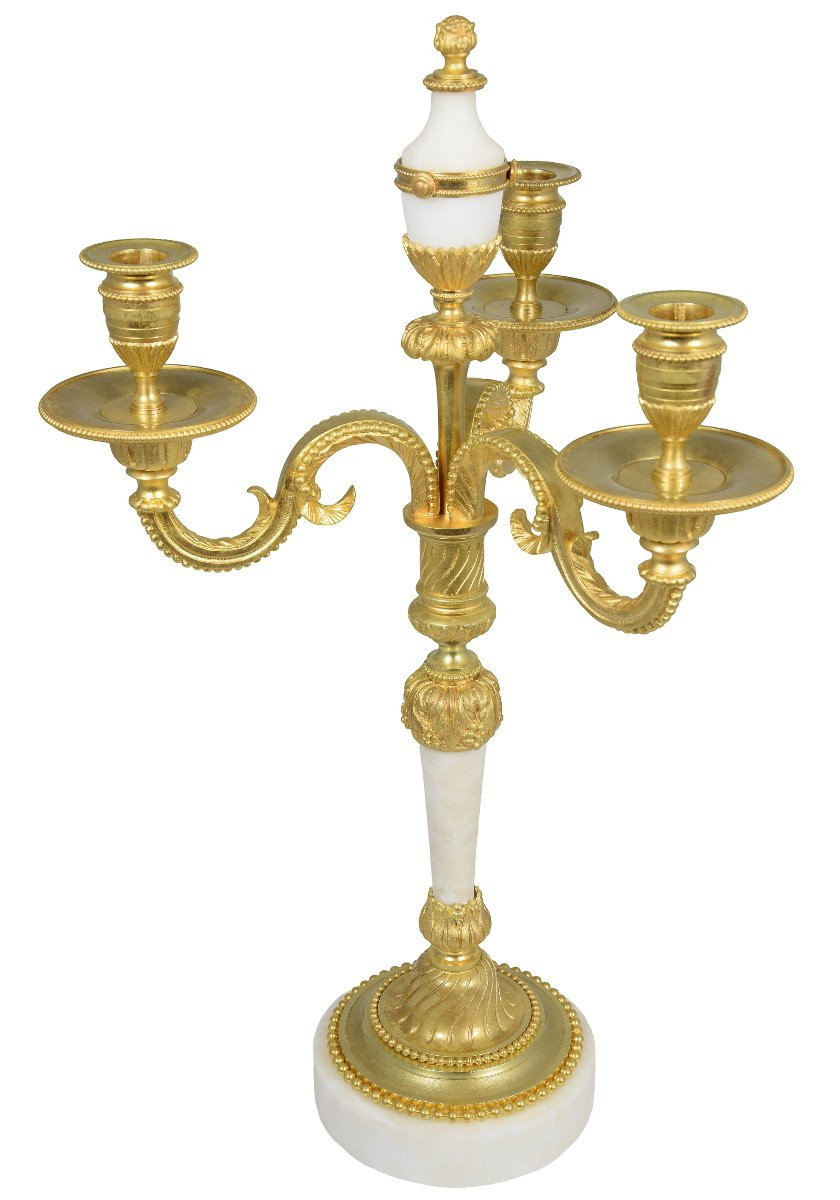 Pair Of Candlesticks 19th Century Empire Style-photo-2