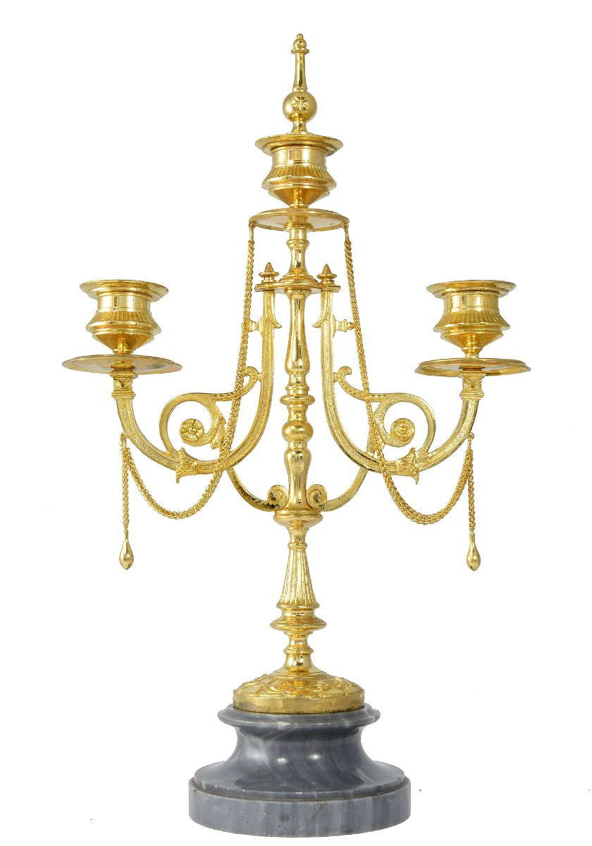 Paire de chandeliers Néo classique Napoléon III 1880-photo-2