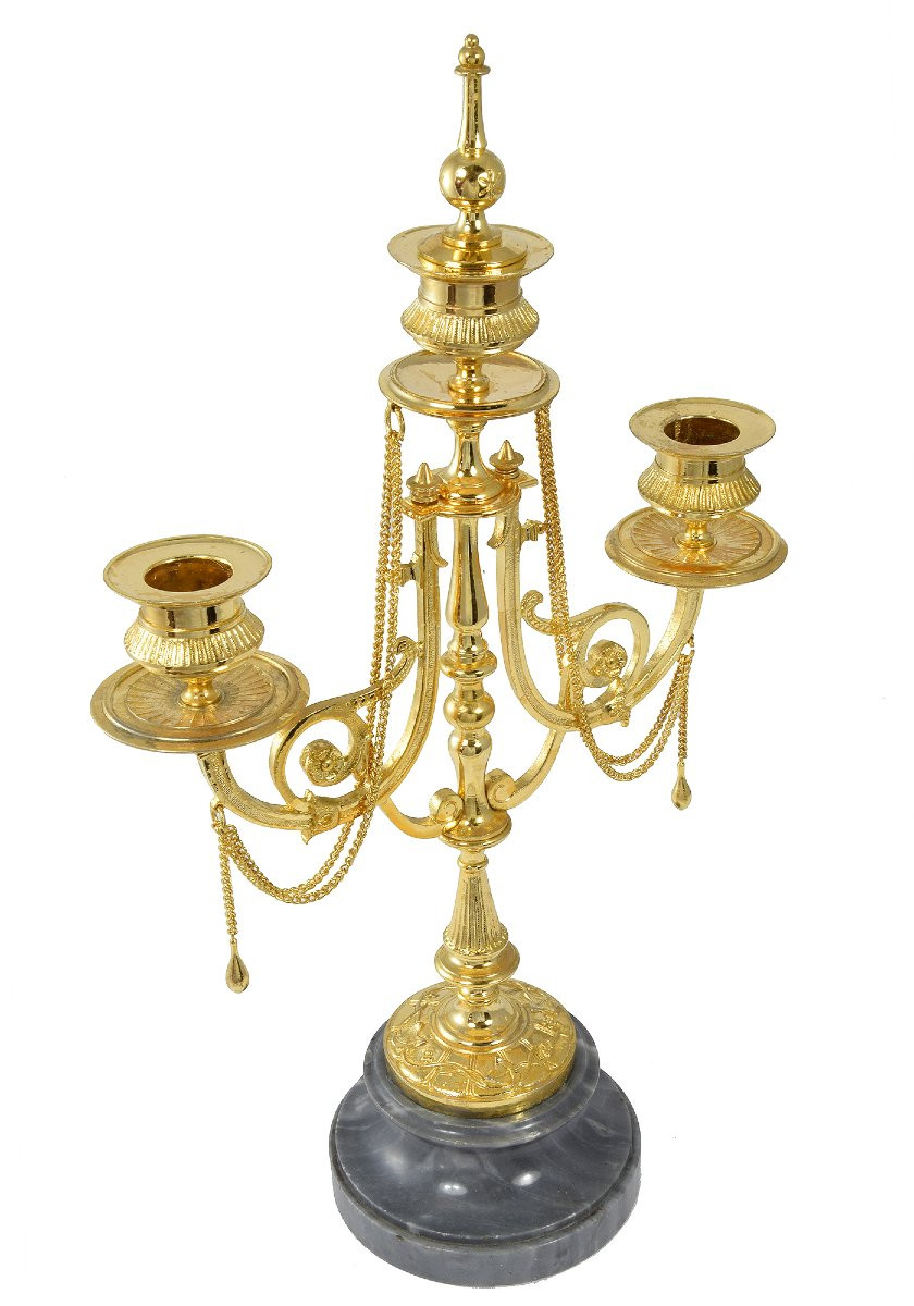 Paire de chandeliers Néo classique Napoléon III 1880-photo-3