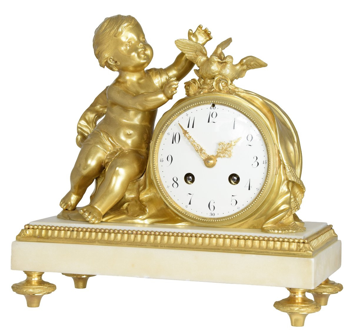 Clock With Cherub And Doves 19th-photo-2