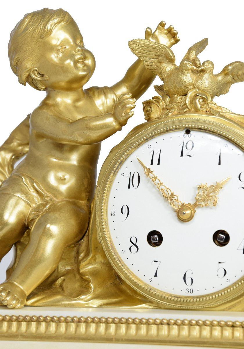 Clock With Cherub And Doves 19th-photo-3
