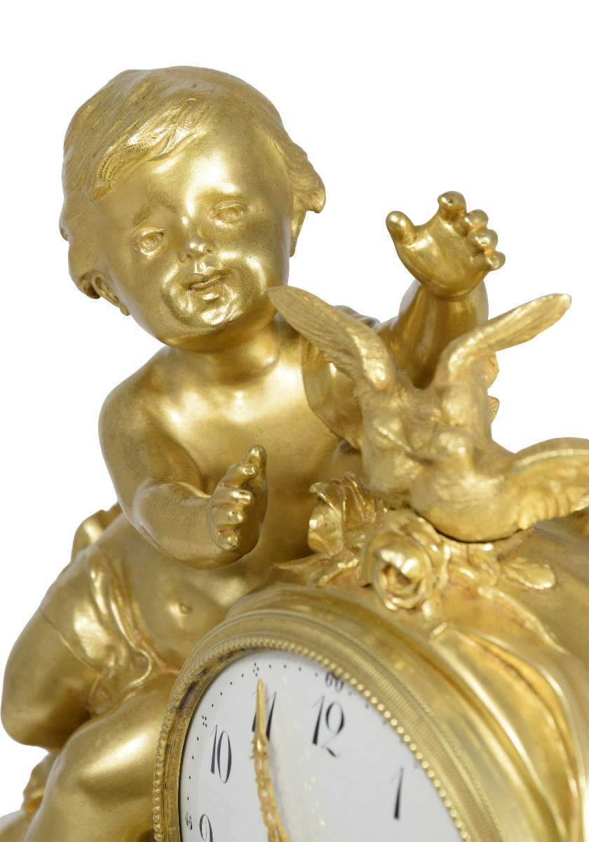 Clock With Cherub And Doves 19th-photo-3